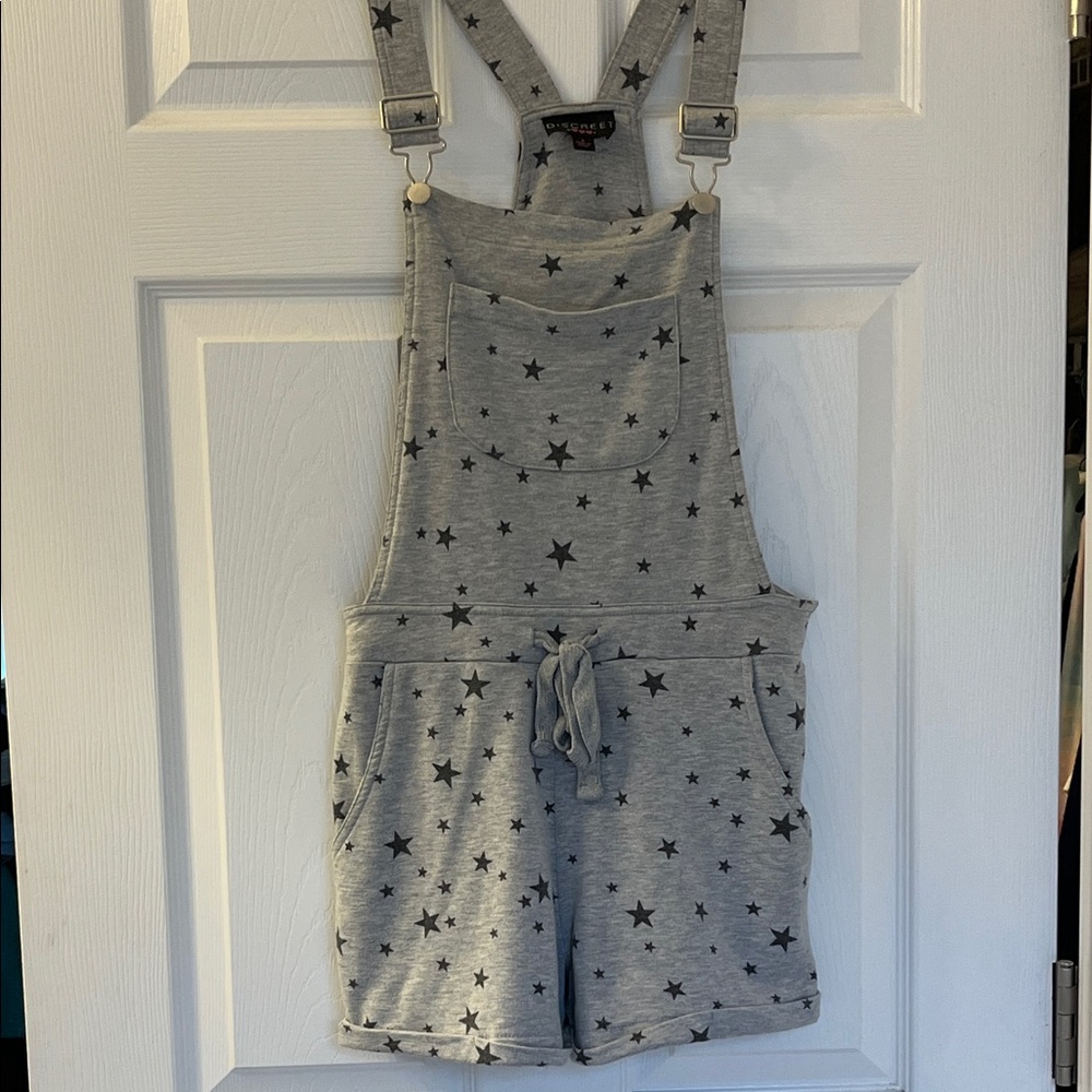 Gray Star Print Overalls